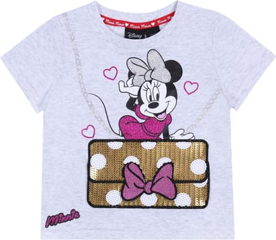 Lichtgrijs t-shirt met paillettenzakje Minnie Disney