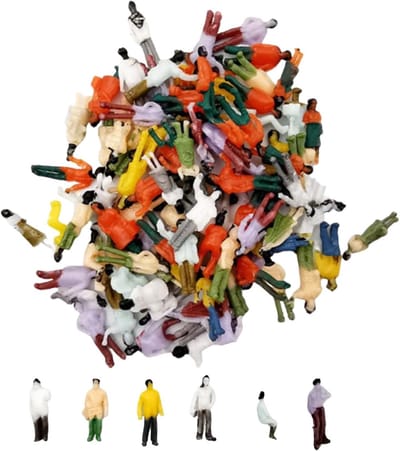 Kleurige Miniatuurfiguren voor Diorama's - 100 Stuks Geverfde Figuren in Zittende en Staande Posities - Ideaal voor Modelbouw en Creatieve Projecten 1:100
