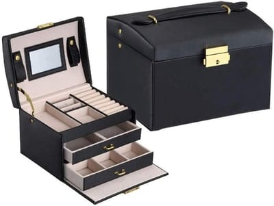 Juwelendoos Grote Capaciteit - Sieraden Opberger - Sieraden Organiseren - Met Spiegeltje - 1700 Gram - Zwart