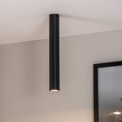 EMIBIG LIGHTING Plafondspot Tecno 1L, staal, GU10, hoogte 45 cm, zwart