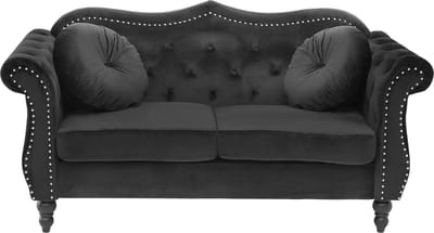 SKIEN - Chesterfield bank - Zwart - Fluweel
