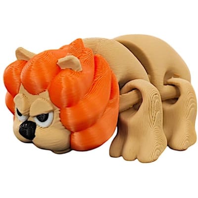 Leeuw Decoraties Beweegbare Gewrichten Leeuw Ornament Realistische Cartoon Leeuw Beeldje Handwerk Beeldje 3D Geprinte Leeuw Speelgoed Kinderen beige