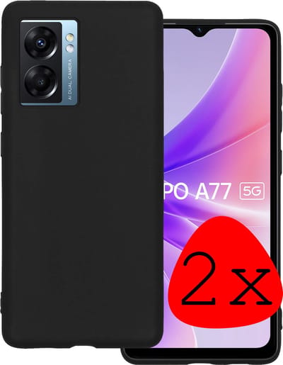 Hoesje 2 Stuks - Geschikt voor OPPO A77 - Sterk & Shockproof - Case Siliconen - Back Cover - Telefoon Hoes - Zwart