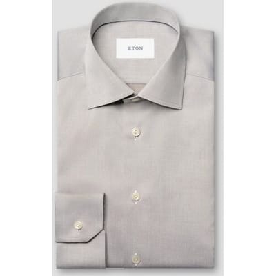 Eton Overhemd Solid Color Organic Cotton Signature Twill Bruin / male