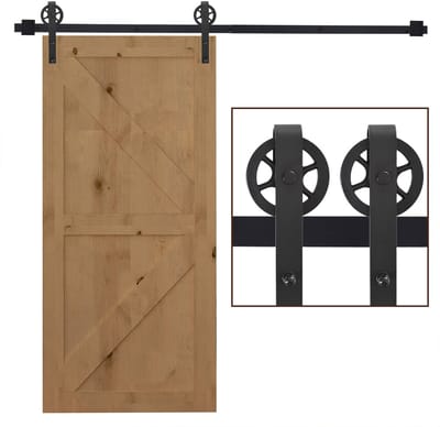 HOMCOM-Schiebetür-Beschlagsatz-Kohlenstoffstahl-200L x 4B x 0,6H cm-Schwarz