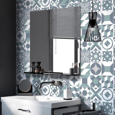 Zelfklevende tegelmuurstickers voor keuken en badkamer - 24 Rivarola Azulejo cementtegelstickers - 24 stickers 10x10cm