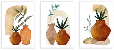 Vaas canvas schilderij botanische bladeren muurkunst set van 3 Boho posters en prints vintage muurfoto's woondecoratie niet ingelijst - 16 x 24 inch x 3