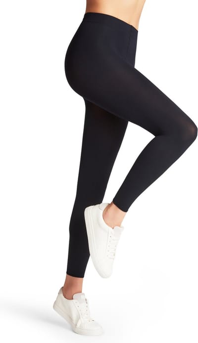 FALKE Pure Matt ondoorzichtig dun fijn versterkt zacht zonder motief effen mat elegant comfortabel Ondoorzichtig 100 Denier Blauw Dames legging - Maat S