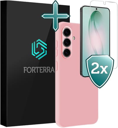 Hoesje Met 2x Screenprotector - Geschikt voor Samsung Galaxy S26 - Sterk & Shockproof - Telefoon Hoes - Back Cover - Siliconen Case - Lichtroze