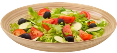 Excellent Houseware Serveerschaal/saladeschaal - D30 x H5 cm - bamboe - naturel - platte schaal
