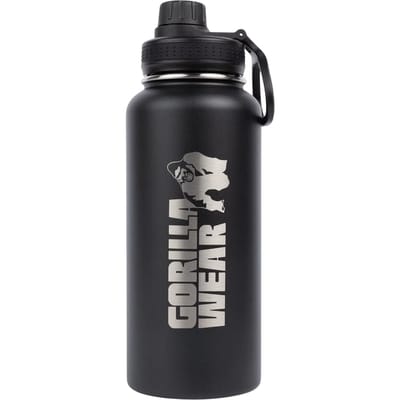 Gorilla Wear Geïsoleerde RVS Waterfles - Drinkfles Zwart - 1000 ml