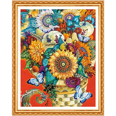 Bloemen diamant borduurwerk verkoop DIY volledige ronde diamant schilderij kruissteek steentjes Home Decor 20X30CM blue