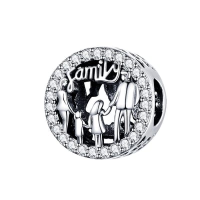 Familie bedel hart zirkonia | family bead | bedels voor armband | Zilverana | geschikt voor alle bekende merken | 925 zilver | moederdag