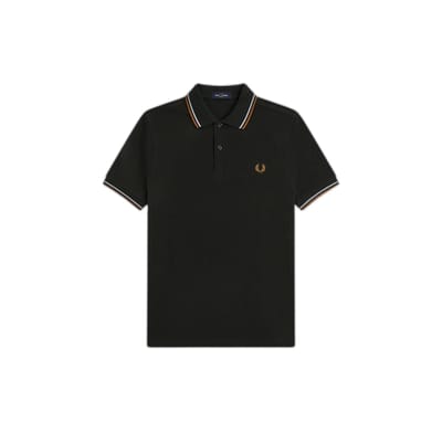 Fred Perry Twin tipped polo - night green dusky blue dark caramel