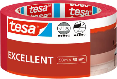 tesa schilderstape ECONOMY - veelzijdige plakband voor schilderwerkzaamheden zonder oplosmiddelen - kan zonder resten worden verwijderd - breed - 1 rol van 50 m