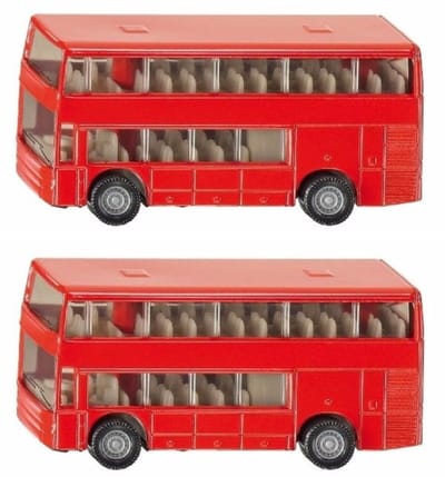 Set van 3x stuks siku Dubbeldekker bussen speelgoed modelauto 10 cm