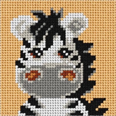 Borduurpakketje Orchidea - ZEBRA - geschikt voor beginners en kinderen - halve kruissteek