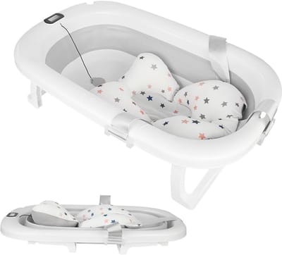 Opvouwbaar babybad met digitale thermometer en ergonomisch ontwerp voor baby's 0-24 maanden