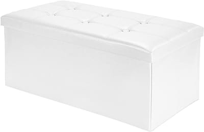 Opvouwbare Zetel - Opbergbank Zitje - Ruimte Organiseren - Stijlvol Design - 76 x 38 x 38 cm - Wit
