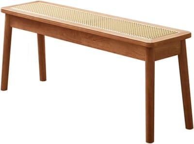 Massief Houten Bank - Eetkamerbank Rotan - Extra Zitplaatsen - Handgeweven Rotan Oppervlak - 80 cm - Kersenhout