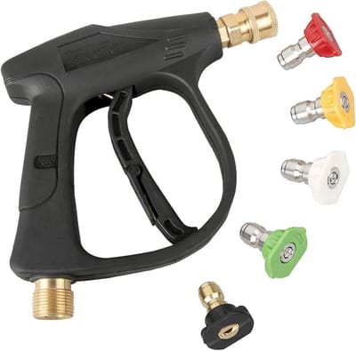 Inovra Plus - Hogedrukreiniger pistool met sproeikoppen - Autowaspistool met 4350 PSI - Krachtig spuitpistool voor auto wassen - M22 metrische draad - 14 mm fitting - Kort spuitpistool met snelkoppeling