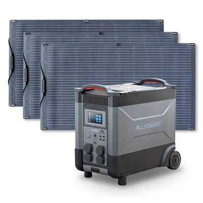 ALLPOWERS Zonnegeneratorset 4000W (R4000 + SF100 100W flexibel zonnepaneel) - R4000 + 3 stuks SF100 zonnepaneel 100W
