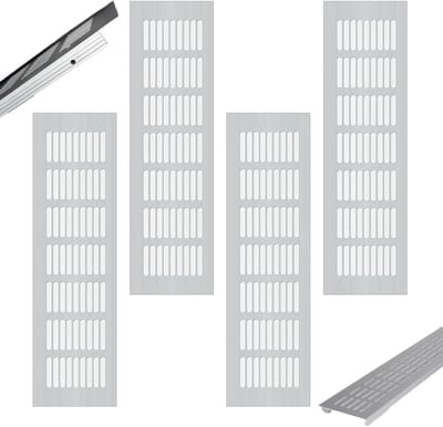 Inovra Plus - Ventilatierooster 4 stuks voor schoenenkast badkamer keuken woonkamer - Aluminium roestvrij staal ventileren.