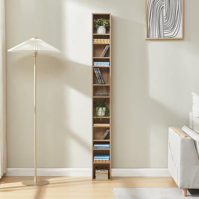 CD DVD kast Tynset vakkenkast met 12 vakken 175x20x20 cm sonoma eiken [en.casa]
