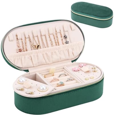 Mini fluwelen reissieradenorganizer voor meisjes en vrouwen - Donkergreen