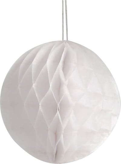 Pompon van papier, d 8 cm, wit, 10 stuk/ 1 doos