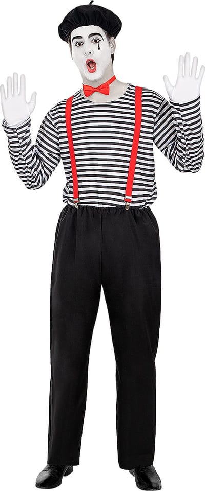 FUNIDELIA Mime Speler Kostuum Voor voor mannen - Maat: S - M - Zwart