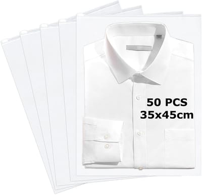 Dailygoods- Opbergtas - Set van 50 - 40 x 30 cm - Herbruikbare Zak - Sluitbare Kledingzakken - Transparante Opbergzakken - Ideaal voor Kleding en Accessoires