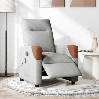 vidaXL - Massagestoel - elektrisch - verstelbaar - stof - wolk - grijs