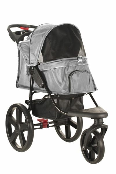 Hondenbuggy Comfort - 3 Wielen - Stevig 600D Nylon - Met Rem en Gordels - Met Opslagmand en Cupholder - Antraciet - Tot 25 kg