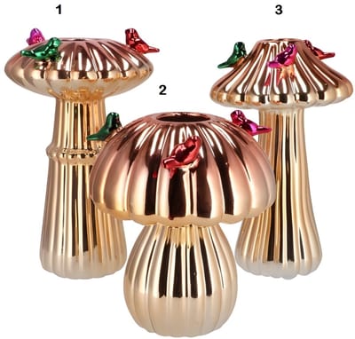 Daan Kromhout Design - vogelvaas - vaas - goud - paddenstoel - H25 cm - Ø16 cm - u ontvang nr. 3 van de foto !