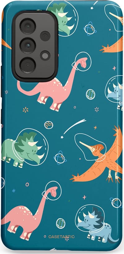 Casetastic hoesje geschikt voor Samsung Galaxy A53 (2022) 5G - Dubbellaagse bescherming - Ruimte raptors - Fashion Case - Petrol Perzik