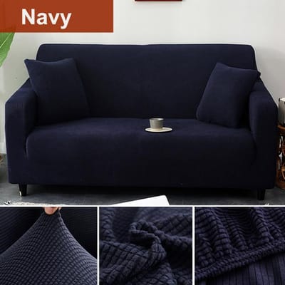 Bankhoes voor woonkamer dikke elastische fleece hoes voor bank, bank, fauteuil, 1/2/3/4 zits L-vormige hoekbankhoes 4 Seater 215-300cm Vloot