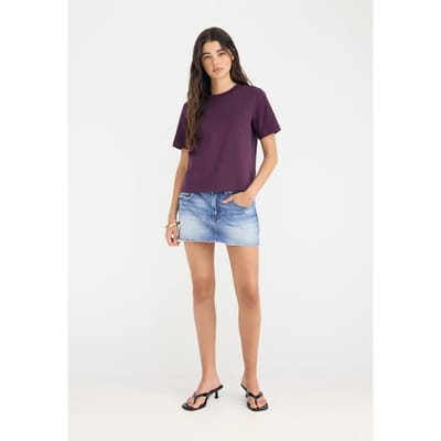 Stradivarius B01 Basic T-shirt regular fit heavy weight  Purper XL