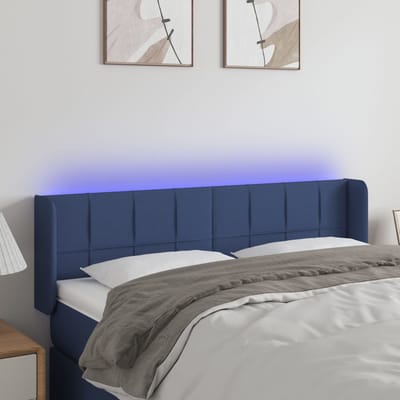 vidaXL - Hoofdbord - LED - 147x16x78/88 - cm - stof - blauw
