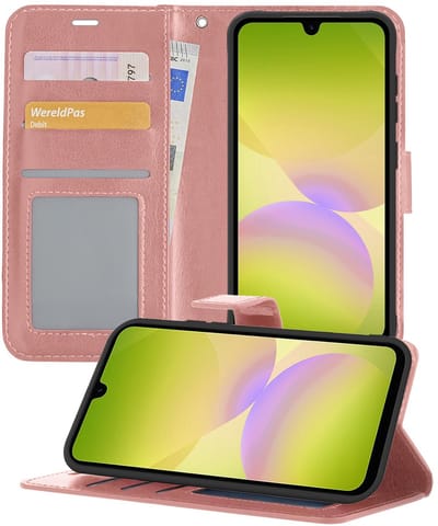 Hoesje - Met Pasjeshouder - Geschikt voor Samsung Galaxy A26 - Luxe Bookcase Portemonee - Flip Case - Kunstleer Book Case - Flipcase - Book Cover - Walletcase - Portemonneehoes - Telefoonhoesjes - Rosé goud