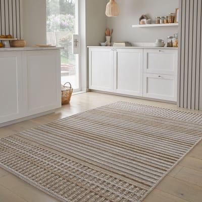 Flycarpets Wasbaar Vloerkleed Modern - Elton - Beige - Laagpolig Tapijt - 200x320 cm