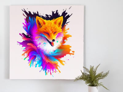 Happy fire fox | Happy Fire Fox | Kunst - 75x75 centimeter op Forex | Foto op Forex