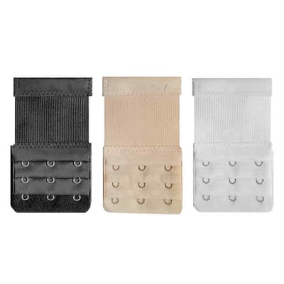 BH Verlengstuk Dames - 3-Haak Verlengriem - Zacht & Comfortabel - Nylon met RVS Haken - Zwart/Huid/Wit - Voor Dames BH - 3 Stuks