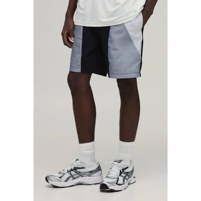 Ontspannen Pasvorm Kleurblok Middellange Nylon Shorts | Black | Size XS
