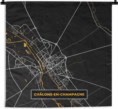 Wandkleed - Wanddoek - Kaart - Plattegrond - Frankrijk - Chálons-en-Champagne - Stadskaart - 180x180 cm - Wandtapijt