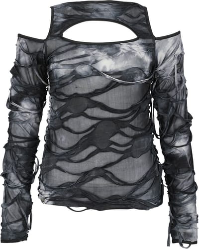 Chemical Black Shirt met lange mouwen - Viola Top - XS tot XXL - voor Vrouwen - zwart-grijs