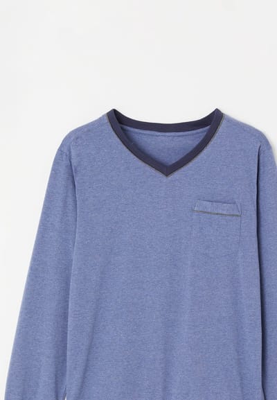 Damart - 3-delige pyjama short en broek. - Heren - Blauw - S