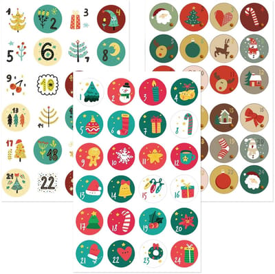 Cosensi - Dailygoods - Zelfklevende Kerst Adventskalender Stickers 1-24