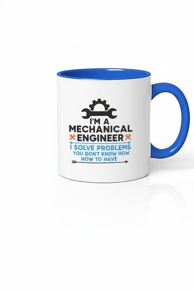 I’m a Mechanical Engineer Mok 330ml – Witte Keramische Koffiemok met Blauwe Oor – Grappige Engineering Quote Cadeau voor Ingenieurs