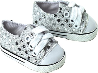 Sophia's Poppenkleding voor Modepop - Sneakers - Poppen Accessoires - Zilver/Pailletten